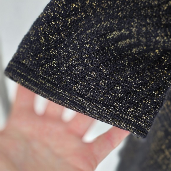 Lane Bryant Black Gold Metallic Faux Wrap Sweater Dress Soft Cotton Womens Sz 22 - Picture 8 of 10